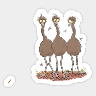 Funny Australian emu trio cartoon illustration Sticker